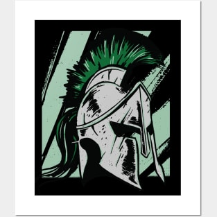 Gritty Spartan Helment Illustration Posters and Art